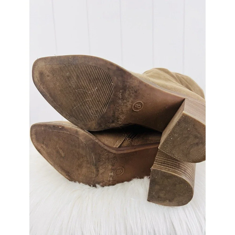 Universal Thread Lainee Tan Taupe Faux Suede Scrunchy Tall Riding Boots Size 8